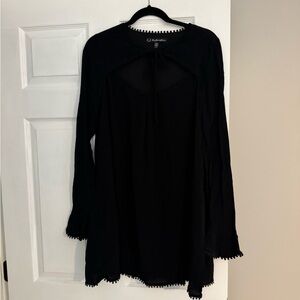 For Love & Lemons Black Mini Dress with Pom Trim